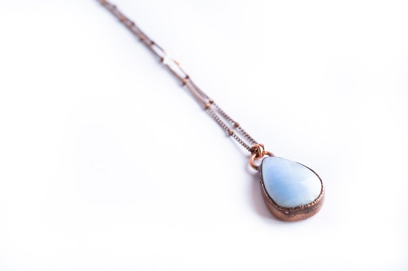 Rainbow moonstone necklace Simple stone necklace Moonstone necklace Electroformed mineral jewelry Organic stone jewelry image 2