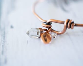 Quartz crystal bracelet | Tibetan Quartz crystal bangle | Raw crystal bracelet | Bangle bracelet | Copper crystal bracelet