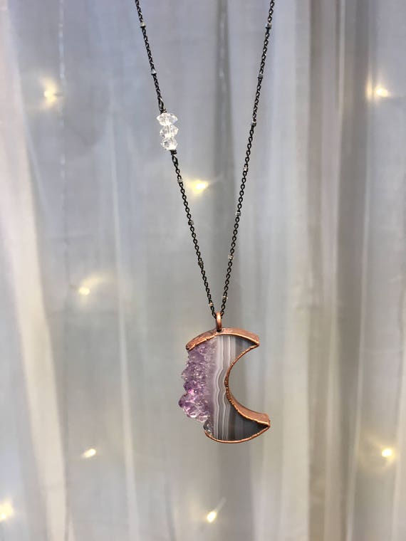 Druzy moon pendant clearance