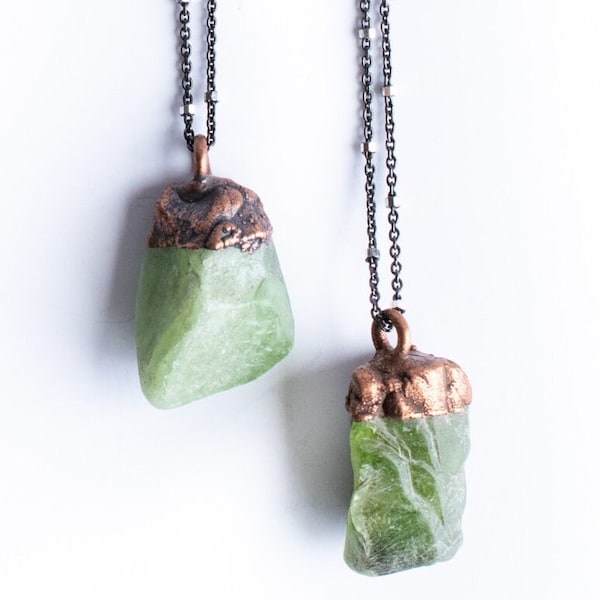 Green Peridot necklace | Raw peridot necklace | Peridot necklace | Electroformed jewelry | Peridot Jewelry | Raw crystal necklace