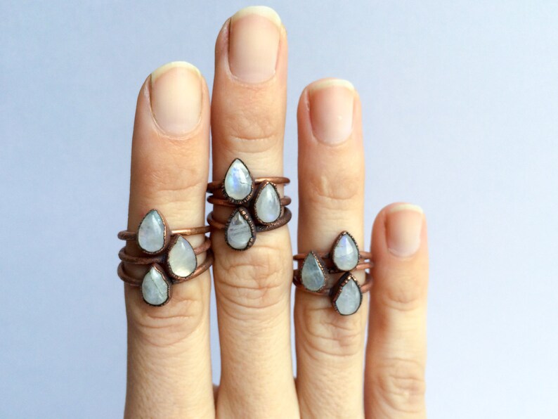 Rainbow Moonstone Ring | Simple Stone Stacking Ring | Tiny Moonstone ...