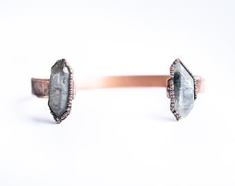 Raw Anthraxolite Cuff | Raw Mineral Cuff | Electroformed Jewelry | Anthraxolite jewelry | Raw stone Jewelry | Copper Bracelet