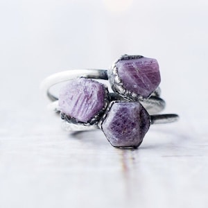 Oxidized Silver Ruby ring | Red ruby crystal ring | Raw crystal ring | Rough ruby gemstone ring | Oxidized Silver Ruby Ring image 1