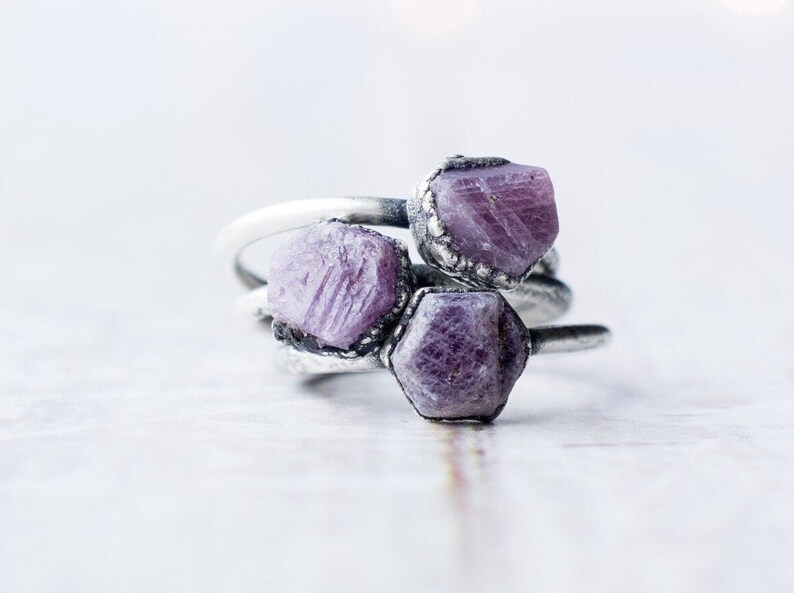 Oxidized Silver Ruby ring | Red ruby crystal ring | Raw crystal ring | Rough ruby gemstone ring | Oxidized Silver Ruby Ring image 1
