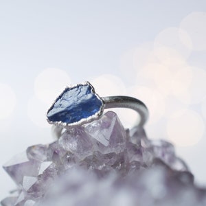 SALE Silver Tanzanite ring | Stone stacking ring | Electroformed  | Birthstone jewelry | Birthstone Ring