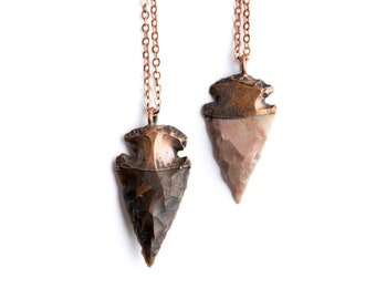 SALE Arrowhead fossil  | Electroformed fossil jewelry | Natural arrowhead pendant | Carved arrowhead  | Boho style jewelry