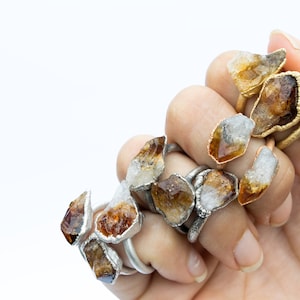 SALE Rough Citrine ring | Natural citrine ring | Raw citrine crystal  | November Birthstone Ring | Genuine Citrine birthstone jewelry |