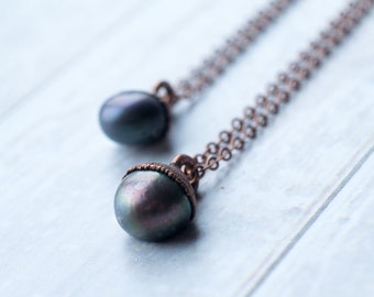 Pearl Necklace | Dark Pearl Necklace | Freshwater Pearl Jewelry | Organic gemstone jewelry