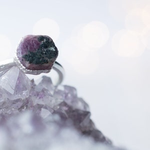 SALE Silver Ruby ring | Red ruby crystal ring | Raw crystal ring | Rough ruby gemstone ring | Silver Ruby Ring