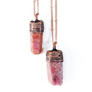 Ruby crystal necklace Raw ruby necklace Raw mineral necklace Ruby gemstone pendant on copper chain Rough ruby crystal pendant image 1