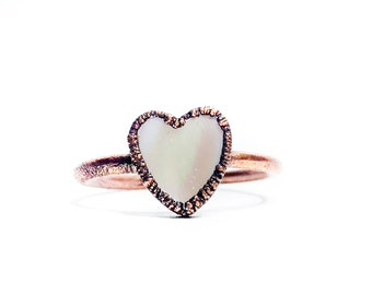 Pink Shell heart ring | Georgia pink river clamshell ring | Heart jewelry