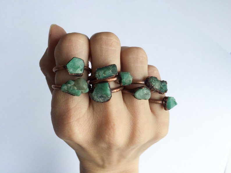 Rough emerald ring Raw Emerald birthstone ring Raw stone jewelry Raw emerald jewelry Raw emerald ring May birthstone jewelry image 3