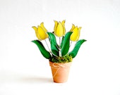 3D Stained Glass Suncatcher, Sun catcher, Tulips in Full Bloom, Handmade, Glass Art, 3D, Yellow Tulip, Handmade, Mother's Day Gift, Limited
