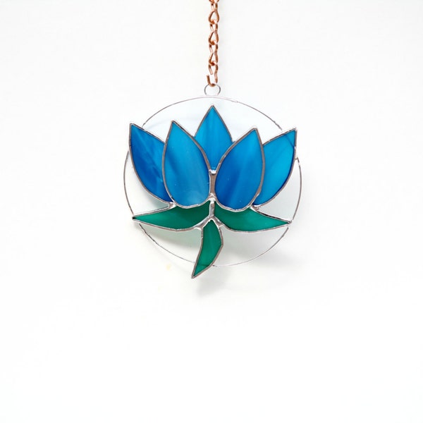 Blue Lotus Ornamental 3D Stained Glass Suncatcher,Decorative, Unique Gift, Teacher Gift, Co Worker Gift, Home Decor