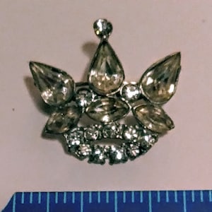 Crown Queen Antique Art Deco Brooch Pin rhinestone clear vintage costume jewelry stones estate find