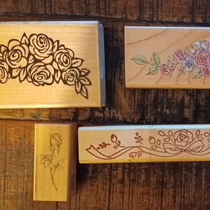 5 Rosengarten Themen Blumenblume groß Holz montiert Stempel PSX Stampendous Stampede seltenes Vintage Set von Alias Smith & Rowe