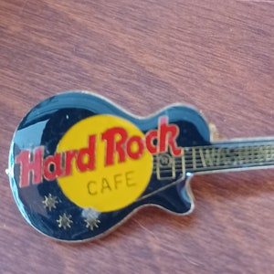 90er Hard Rock Cafe Washington Gibson Gitarre Schwarz Les Paul Mesh Emaille Hard Rock Cafe Anstecknadel 1990s selten Htf