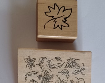 Lot of 3 Leaves leaf Tree Themed wood Mounted Rubber Stamps PSX  Alias Smith Rowe