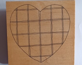 Rare Retired Azadi Earles Wood Mounted Rubber Stamp Extra Large Heart M409 and Chicken DG44