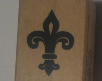 PSX Fleur de Lis French symbol Wood Mounted Rubber Stamp medium PSX B-1764 vintage crafts 1995