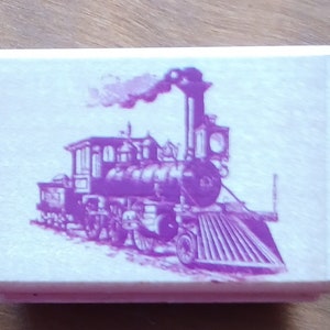 蒸気機関車鉄道木製マウントゴム印Rubber Stampede超希少輸送