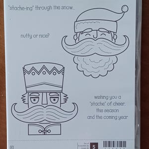 Santa Stache Conjunto de cinco carimbos de borracha desmontados Conjunto de lote por Stampin' Up Humor de Natal Engraçado Quebra-Nozes