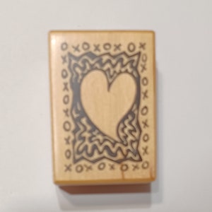 Timbro in gomma con cuore XOXO montato su legno di PSX D-1618 Vintage San Valentino Amore 1995