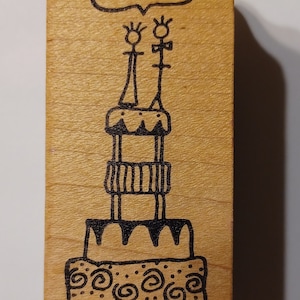 We Do by Magenta Tiered Hochzeitstorte Stempel auf Holzplatte 23263 H Vintage Handwerk Gebäck Bäckerei Hochzeit Ehe