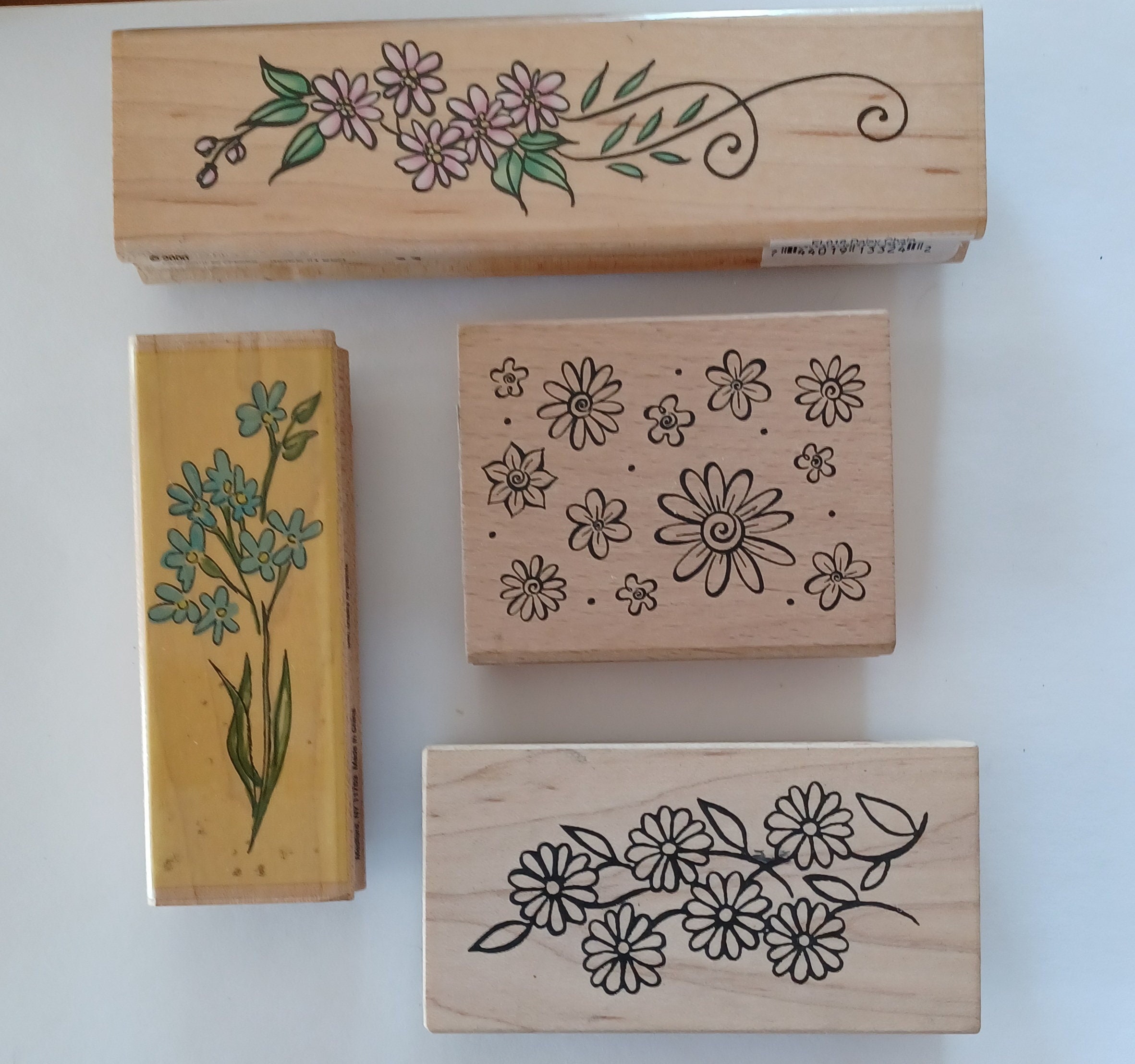 Wood Rubber Stamps- Floral Design Inkadoo Brand Large Flower Stamp