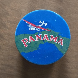 Vintage Panama Airline Tin Container Sewing Box Kit Souvenir