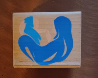 Abstract Mother and Child Wood Mounted Rubber Stamp Posh Impression for Rubber Stampede vintage