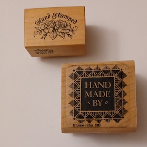 2 Handgestempelte Rosen Etikett Holz montiert Stempel von PSX Hand Made By Graphistamp Kartenherstellung B-1136