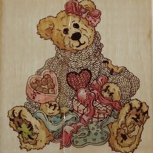 Timbro in gomma montato su legno Bailey Bear Hearts Desires della collezione Boyds di Uptown Rubber vintage HTF Raro modello BB 21033
