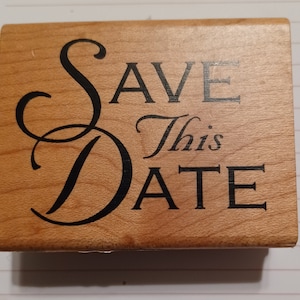 Tampon en caoutchouc sur bois « Réservez la date » par Inkadinkado 90852 M, invitation à une fête