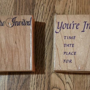 Sei invitato, creatore di inviti, timbro in gomma montato su legno vintage di Hero Arts F993 F1054, scegli tu