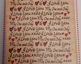 I Love You Words Background Extra Large Vintage Wood Mounted