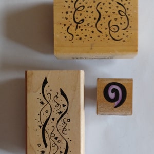 3 Konfetti Neujahr Geburtstag seltene Vintage Holz montiert Stempel handgemachte Geburtstagskarte Allas Smith Mail Expressions Stampendous