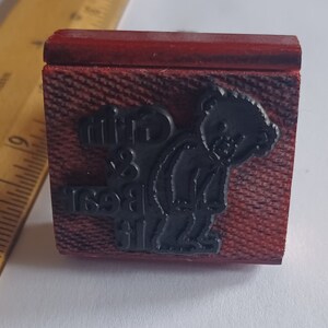 Grin & Bear It Teddy Bear Wood Mounted Rubber Stamp Humourous Joke rare old school