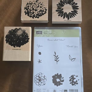 Lot de 10 tampons non montés plus extras Ce que j'aime par Stampin' Up hl Cœur romantique Saint-Valentin fleurs superposées en 2 étapes Hortensia