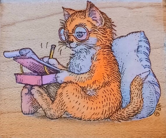 Write A Letter Cat Wooden Stamp Write A Letter Cat Wooden Stamp