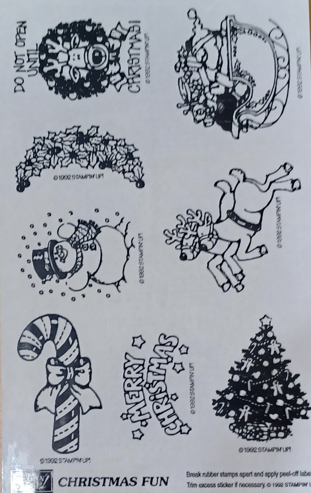 Christmas Fun New Set 8 Wood Mounted Rubber Stamps by Stampin' up 1992 ...