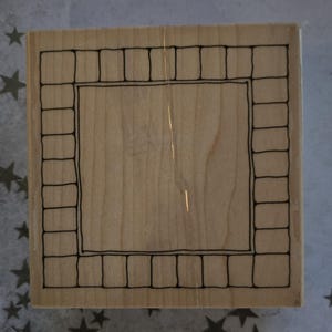Timbro in gomma montato su legno con cornice a quadri aperta di Annette Allen Watkins PrintWorks JB1682, raro timbro vintage del 1997