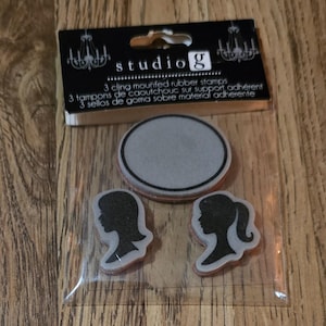 Silhouette di ragazza 3 timbro di gomma non montato di Studio G IC 0037 ritratto di donna