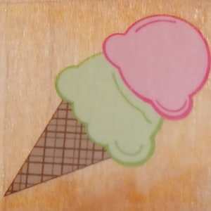 Double Ice Cream Cone Wood Mounted Rubber Stamp vintage by Stampabilities sweet treats C1130