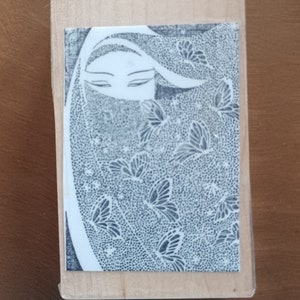 Exotische Don Blanding 1940 The Butterfly Ceil Sjaal Vrouwen Lady Wood Mounted Rubber Stamp Vintage Crafts fancy lady KOSTUUM thema