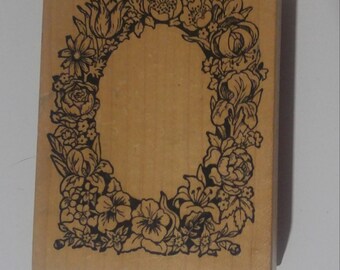 Floral Frame Victorian Valentine's Day Wood Mounted Rubber Stamp love by PSX  K-084 vintage crafts lily iris pansy botanical
