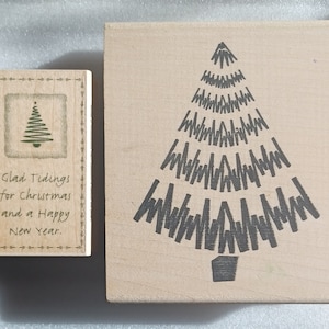 Frohe Botschaft für Weihnachten und ein glückliches neues Jahr Evergreen Pine Tree 2 Abstrakte Holz Stempel von Stamping Bug Hero Arts