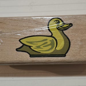 Pato de borracha grande carimbo de madeira montado por Canadian Maple artesanato vintage bebê crianças animais pássaro zoológico