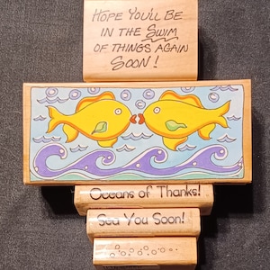 Ocean Themed Lot Stamp Cabana und Marna Lustige Sätze Holz montiert Stempel Fisch Meer aquatisch seltenes Lot