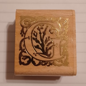 Buchstabe G Fancy Initial Holz montiert Stempel von Crafty Produktionen 1996 selten schwer Vintage 7SG Leuchtschrift zu finden